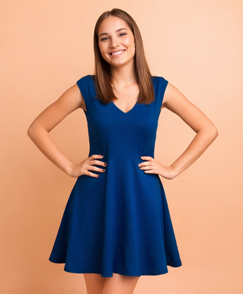 Navy Blue Skater Dress Image